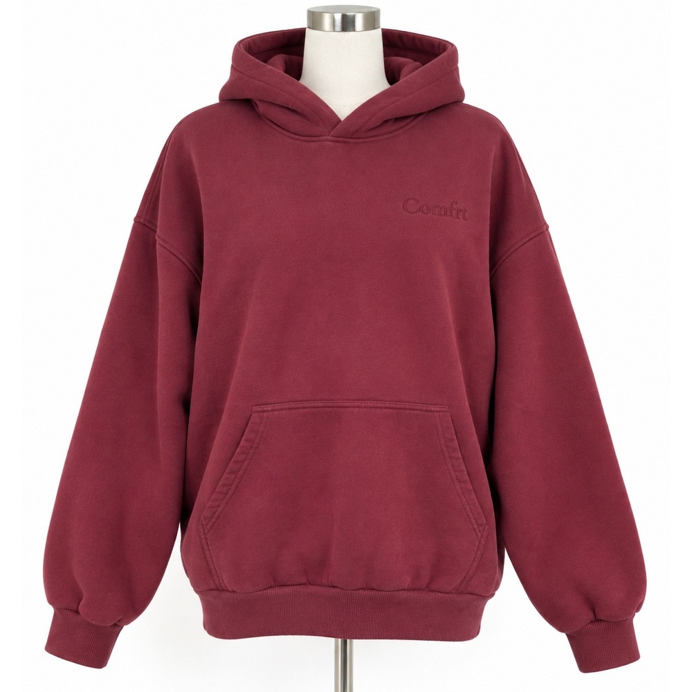 Comfrt Cloud Hoodie Maroon Burgundy Oversized Fleece Pullover Large